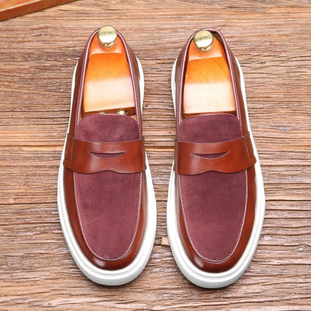 Mocassim Slip On Masculino de Couro vinho