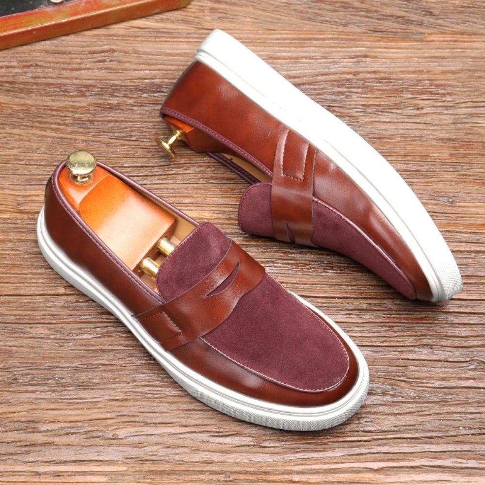 Mocassim Slip On Masculino de Couro vinho