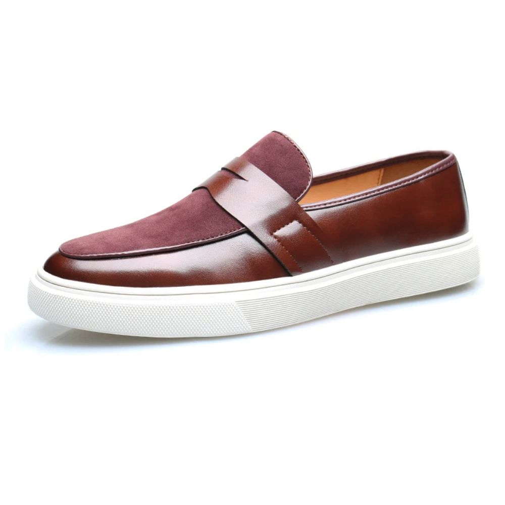 Mocassim Slip On Masculino de Couro vinho