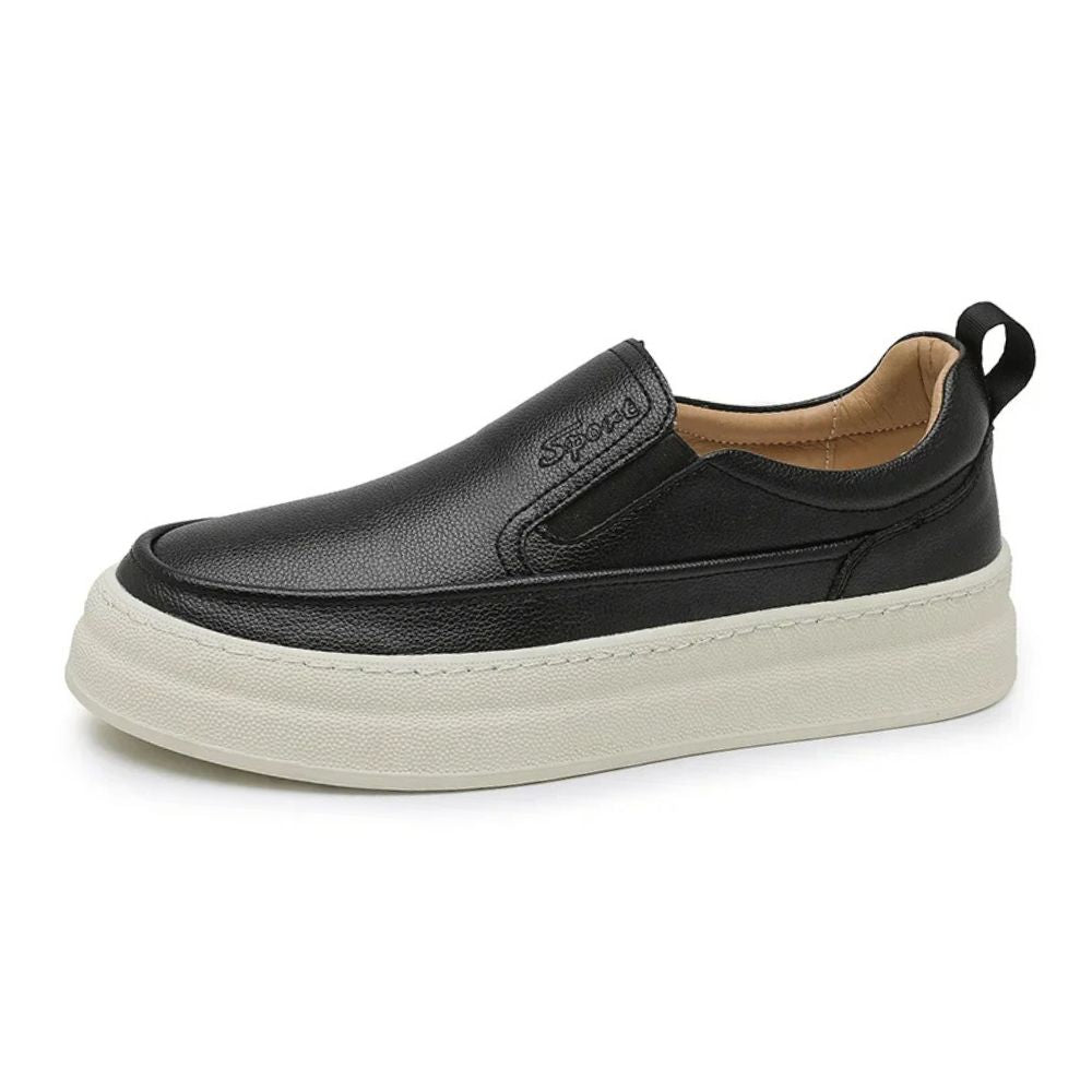 Mocassim Slip On Masculino de Couro preto