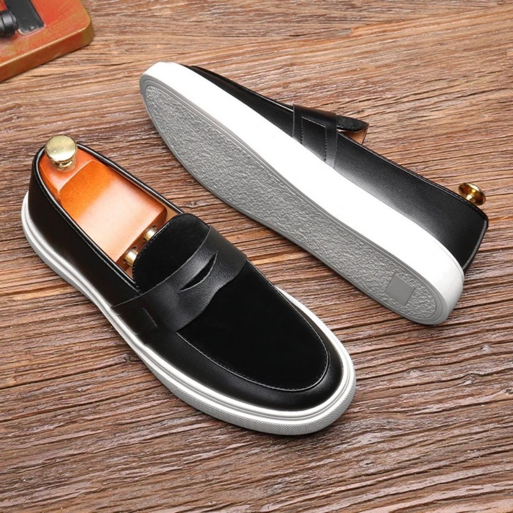 Mocassim Slip On Masculino de Couro preto