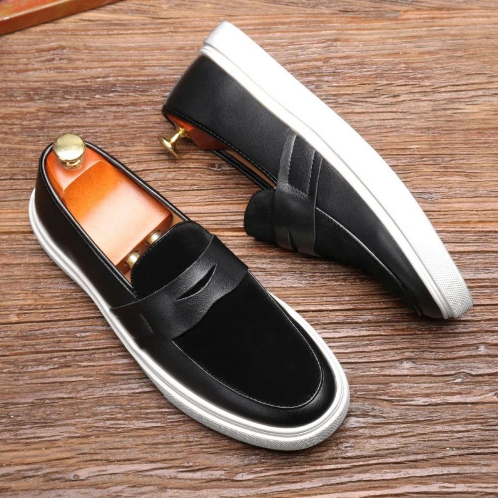 Mocassim Slip On Masculino de Couro preto