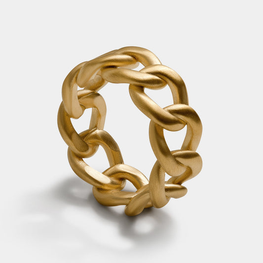 Cuban Ring Brushed Gold