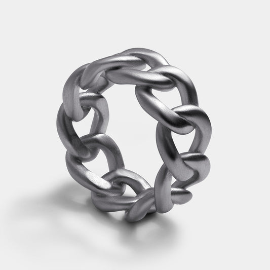 Cuban Ring Brushed Silver
